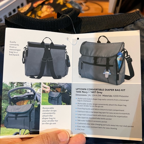 Uptown convertible diaper bag navy blue - Picture 3 of 8